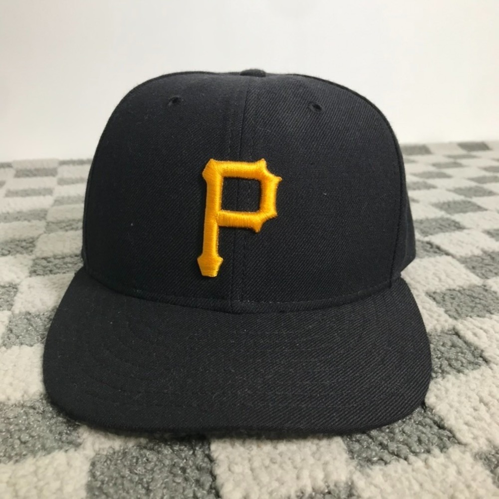 Pittsburgh Pirates Baseball Hat Cap Fitted 7 1/2 Black New Era USA 100% Wool
